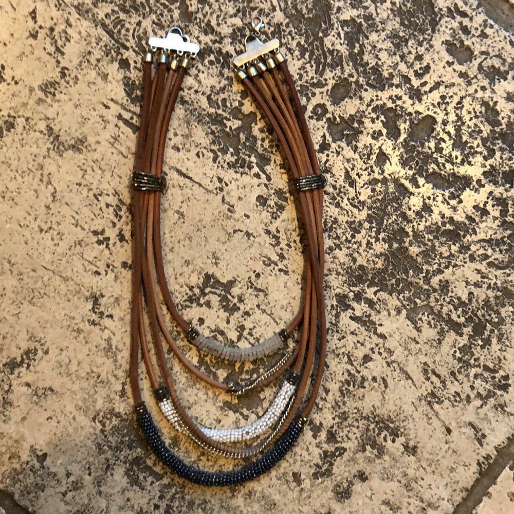 Leather and seed bead Anthropologie necklace
